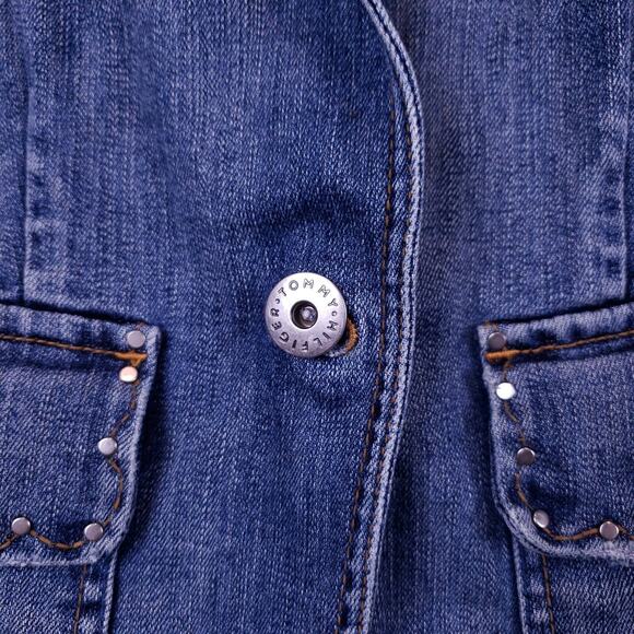 Vintage Tommy Hilfiger Women’s Denim Jacket Medium Blue Single Button Jean Coat - Picture 4 of 13